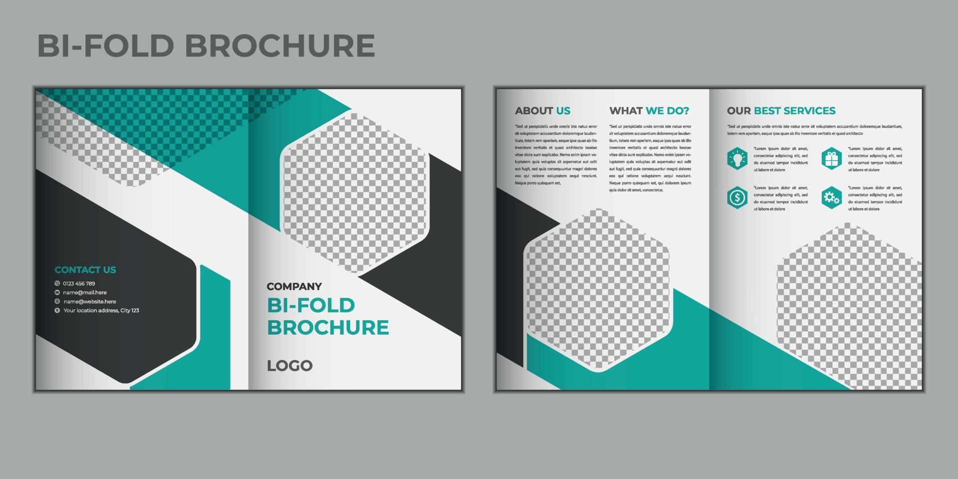 Corporate editable bifold brochure template design for business vector