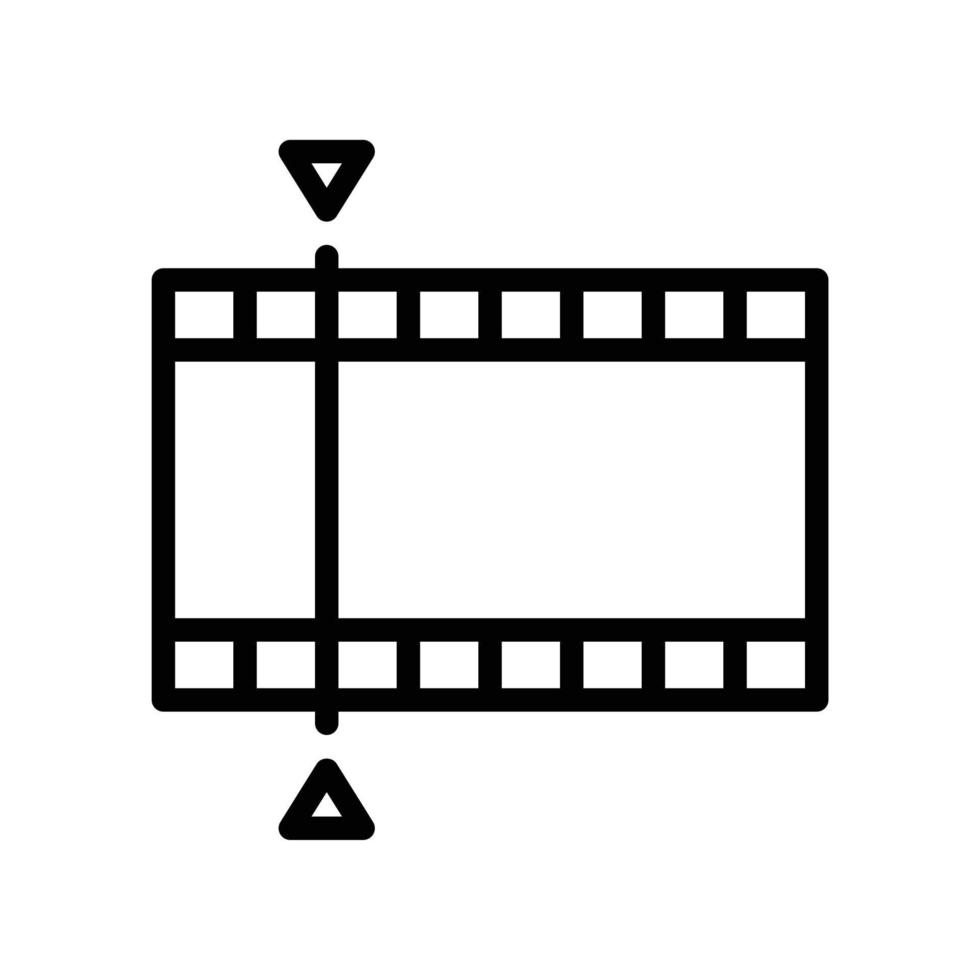 icono de película con marcador de reproducción de cuadro clave para editar o cortar en estilo de contorno negro vector