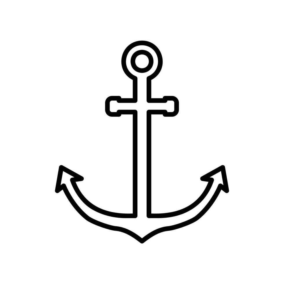 Anchor icon for marine or cruise ship in black outline style vector