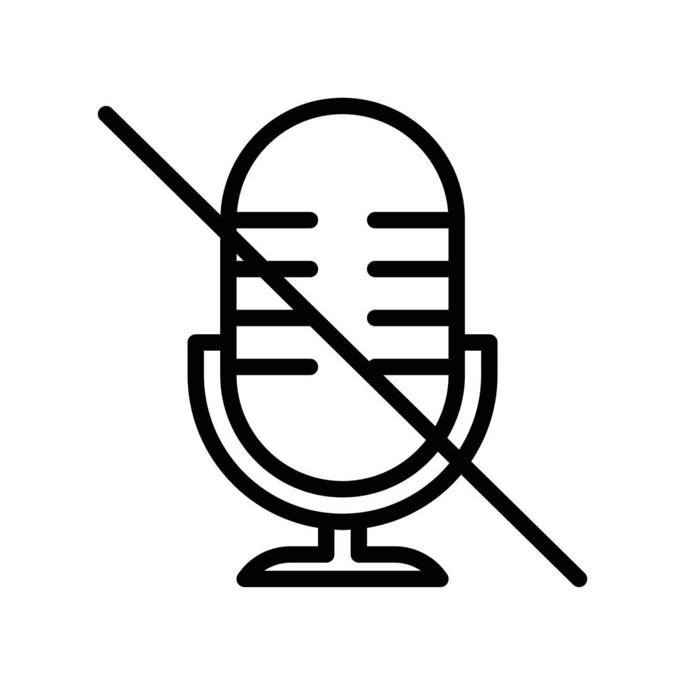 Microphone mute icon for audio silence in black outline style vector