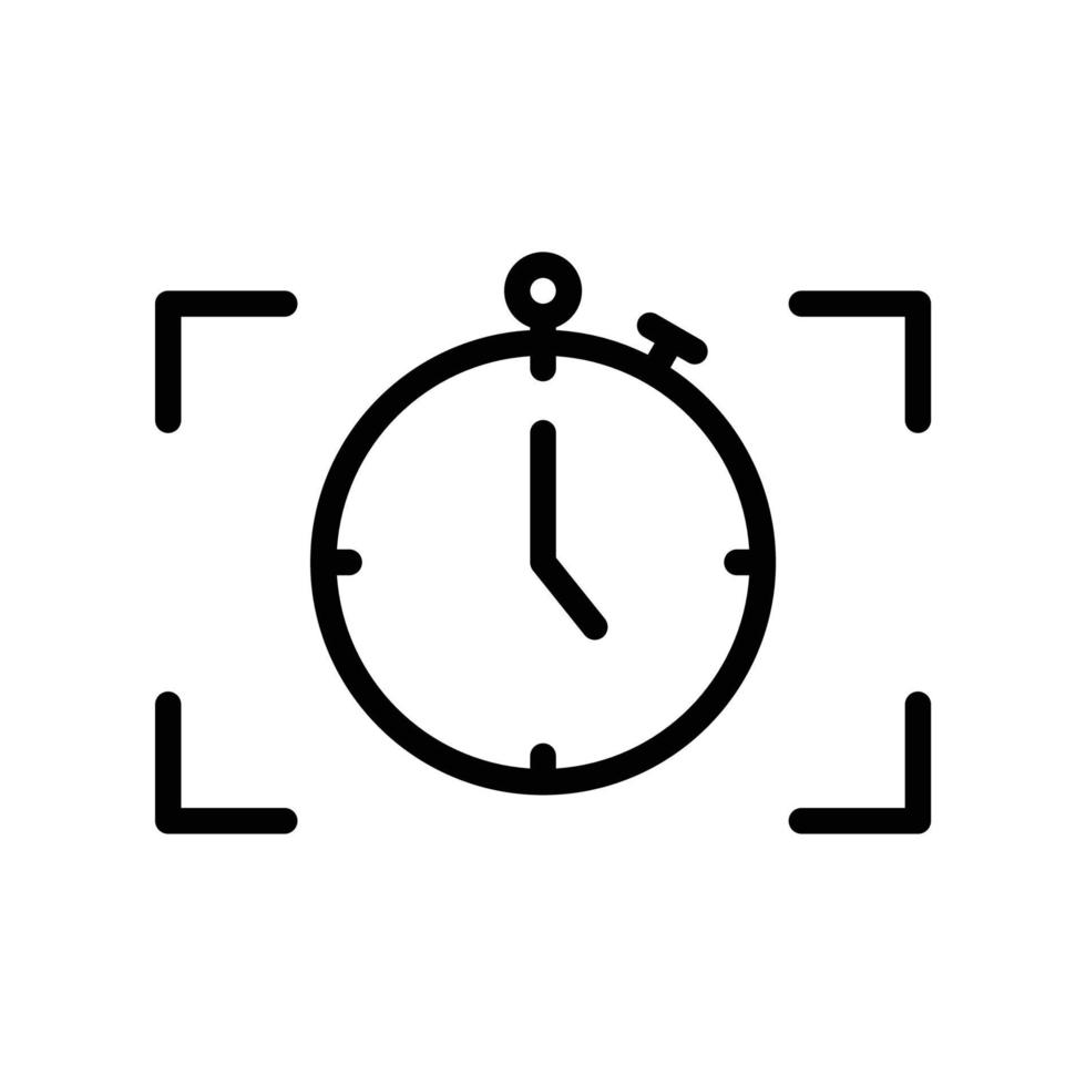 Recording timer icon with stopwatch in black outline style vector