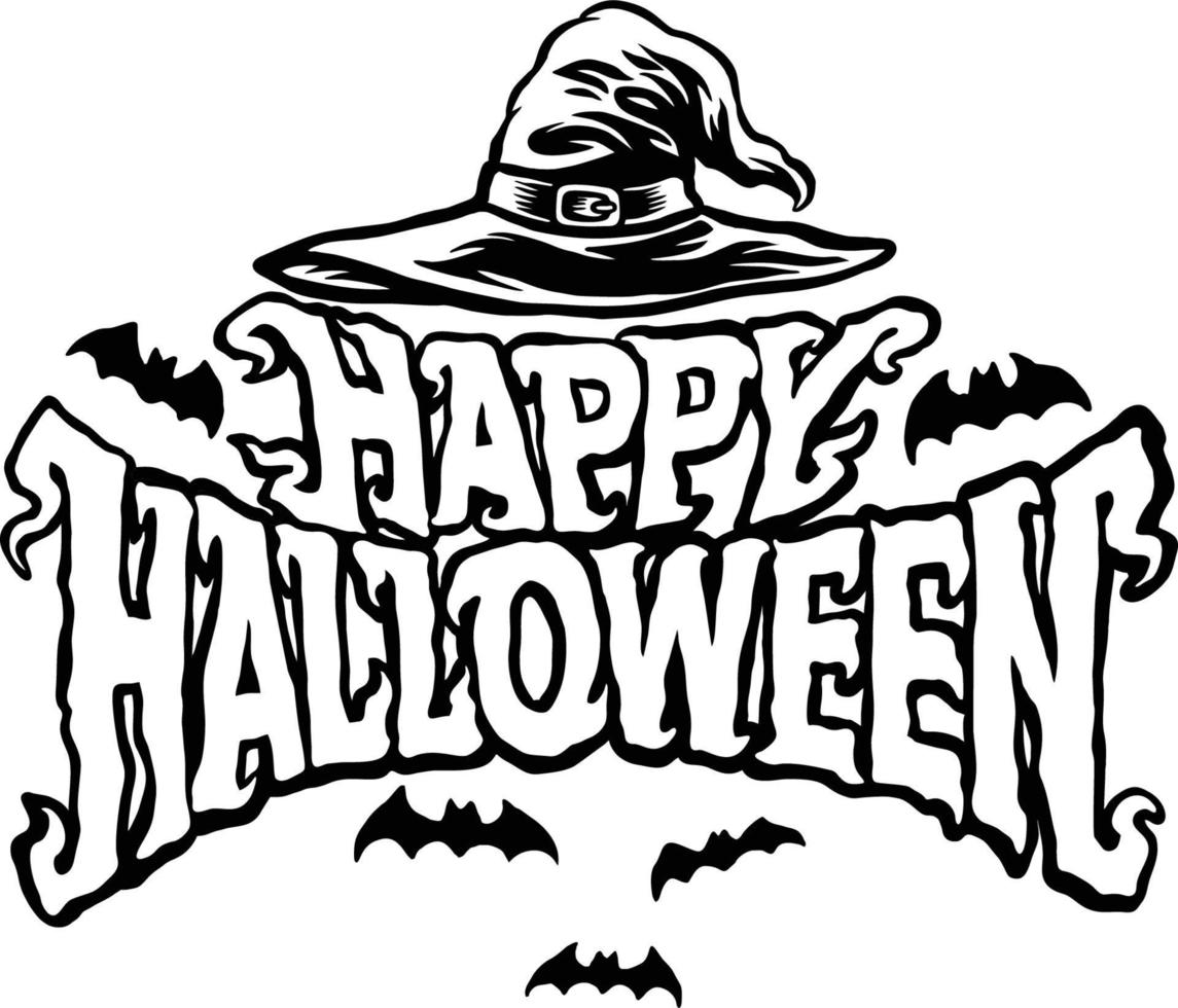 Outline Happy Halloween Witch Hat Clipart Vector illustrations for your