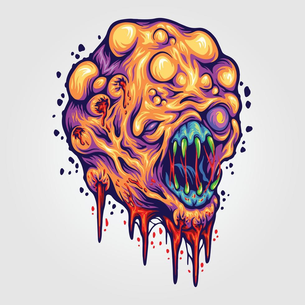 Scary alien brain monster Vector illustrations for your work Logo, mascot merchandise t-shirt, stickers and Label designs, poster, greeting cards advertising business company or brands.