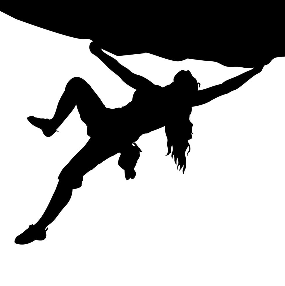 silhouette person. Climb silhouette. mountaineer climber hiker people. Extreme Rock climber silhouette. Climber Silhouette vector illustration. female.