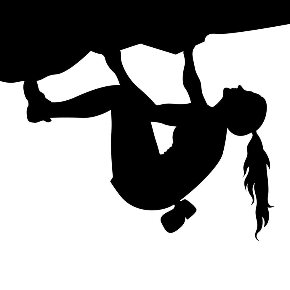 silhouette person. Climb silhouette. mountaineer climber hiker people. Extreme Rock climber silhouette. Climber Silhouette vector illustration. female.