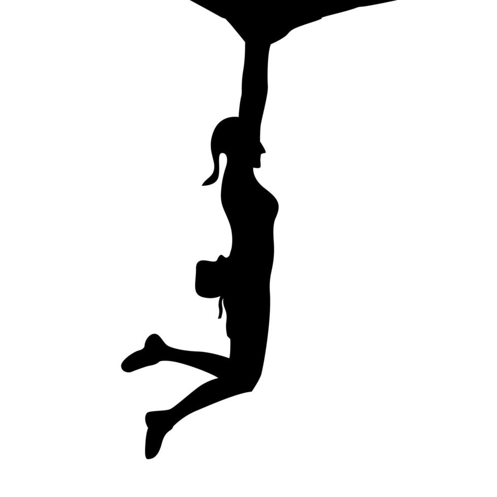 persona de silueta. subir silueta. alpinista escalador excursionista gente. silueta de escalador de roca extrema. ilustración de vector de silueta de escalador. femenino.