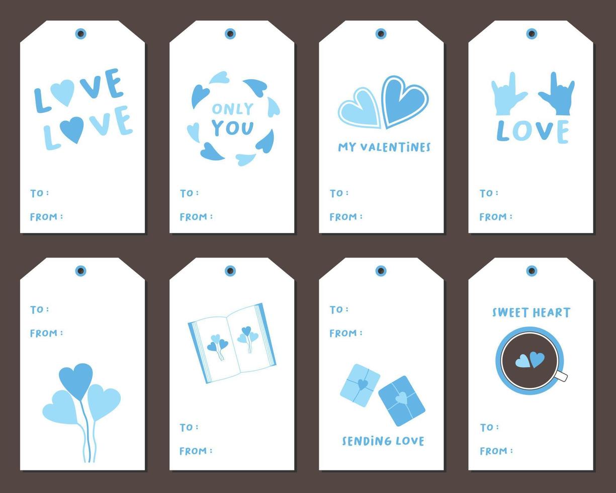 Vector Valentine's Day gift tags, labels or posters. Valentines Day cards templates.