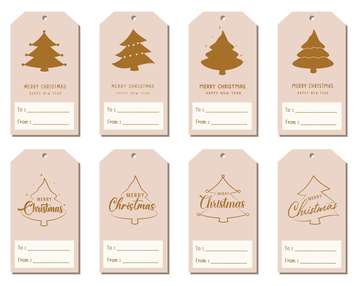 Merry Christmas and Happy New Year gift tags, greeting cards and more. vector