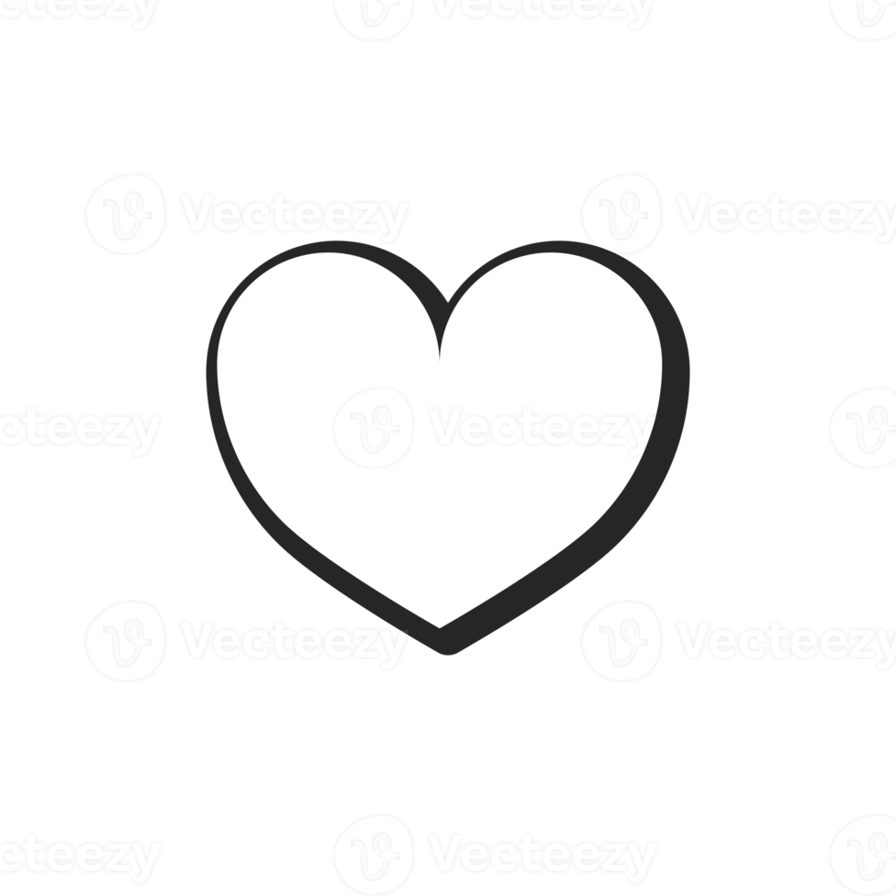 comic style heart icon with transparent background. png file