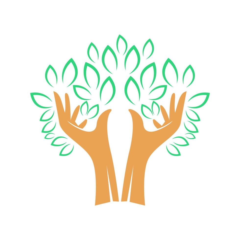 diseño de icono de logotipo de mano de árbol vector