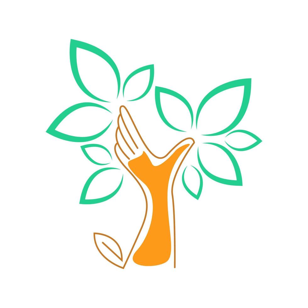 diseño de icono de logotipo de mano de árbol vector