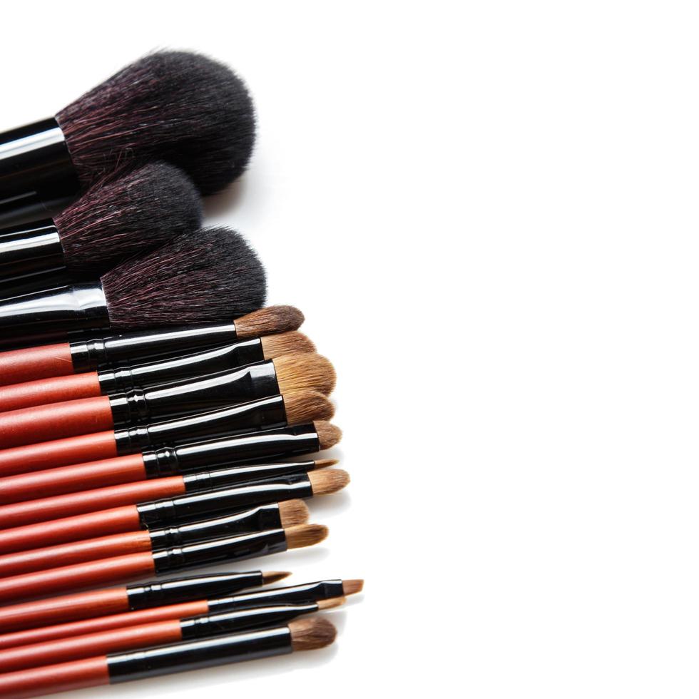 Professional makeup brushes with natural fur photo