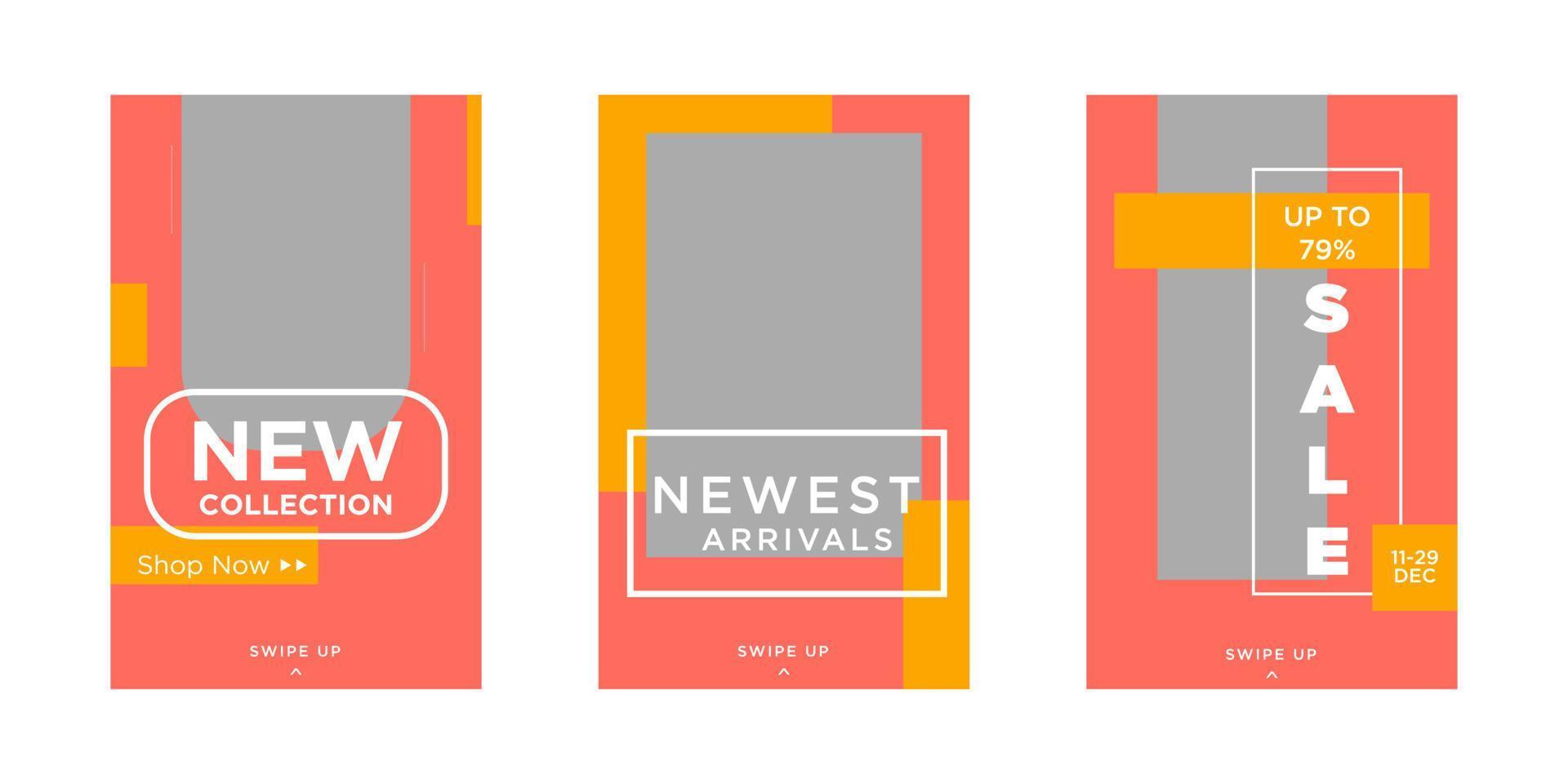 minimalist social media story banner set design vector