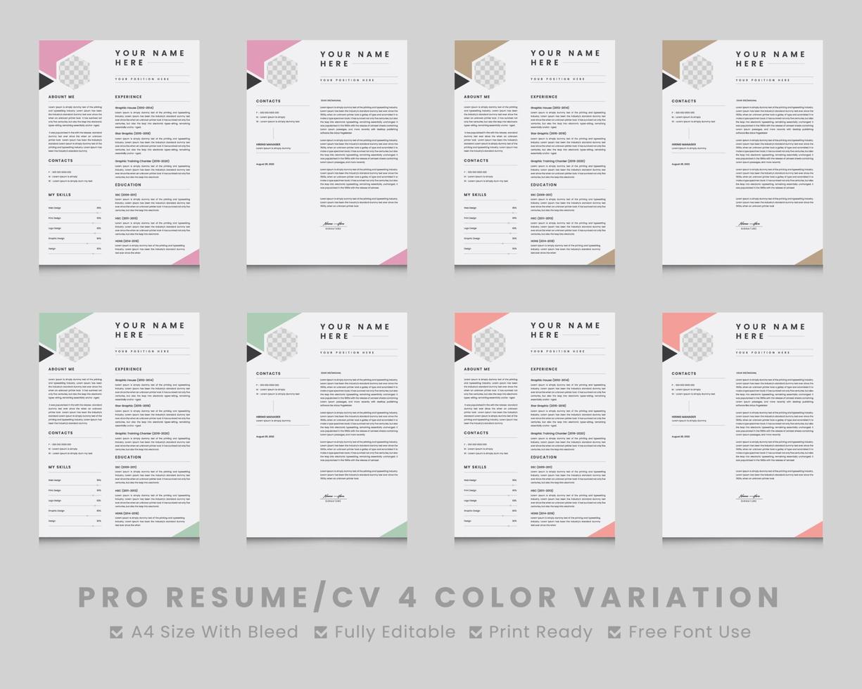 Modern minimalist resume cv design templates vector