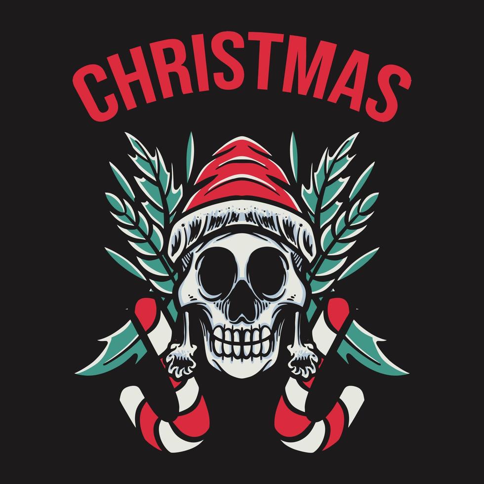 Calaveras de Navidad con ornamento retro ilustración vectorial vector