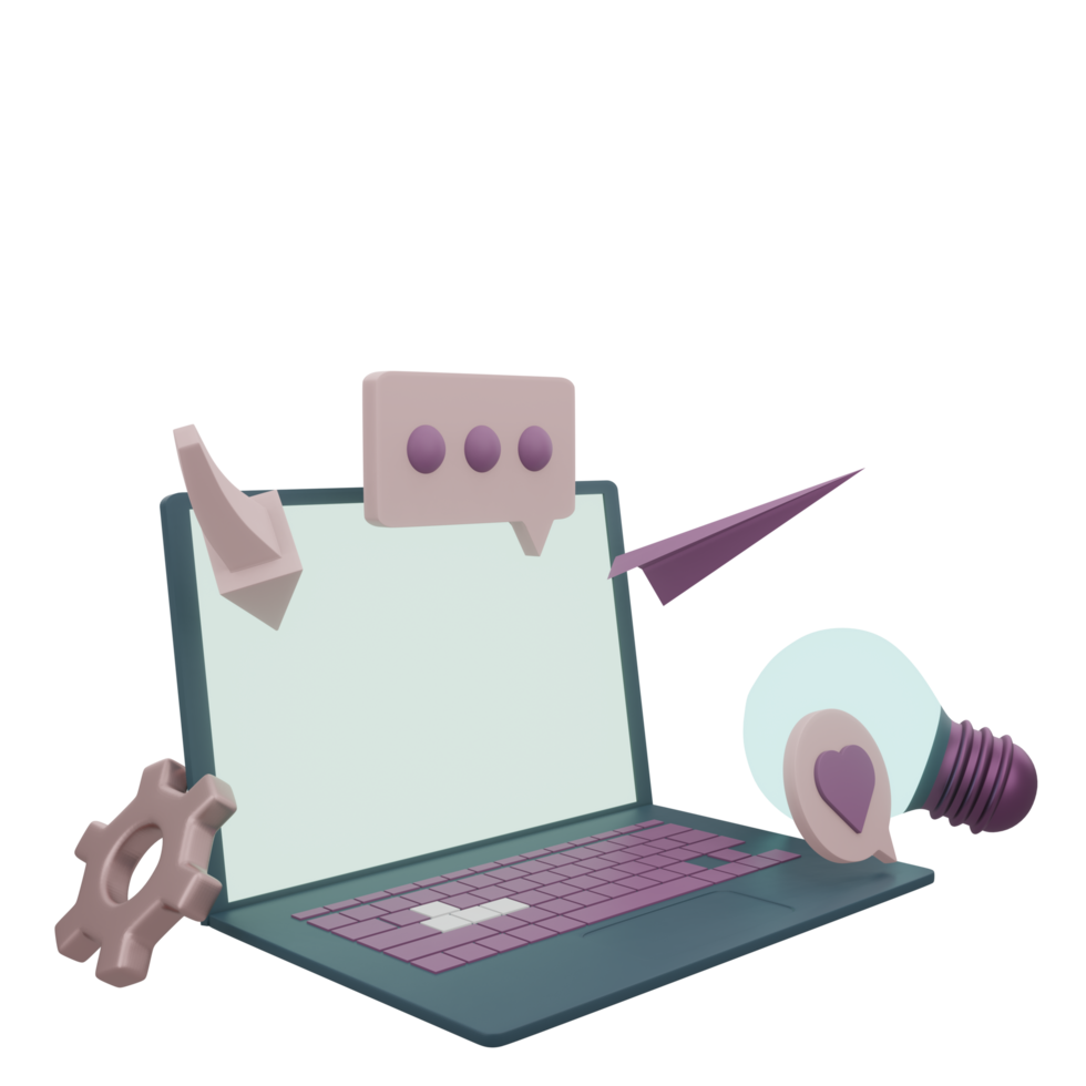 Business Laptop Left View 3D Render png