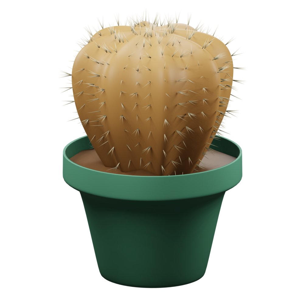 Cactus in the Pot 3D Render png