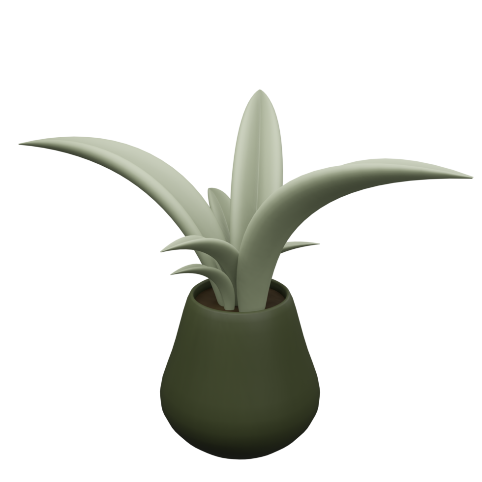 Aloe Vera in the Pot 3D Render png