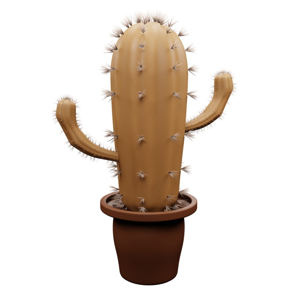 Cactus in the Pot 3D Render png