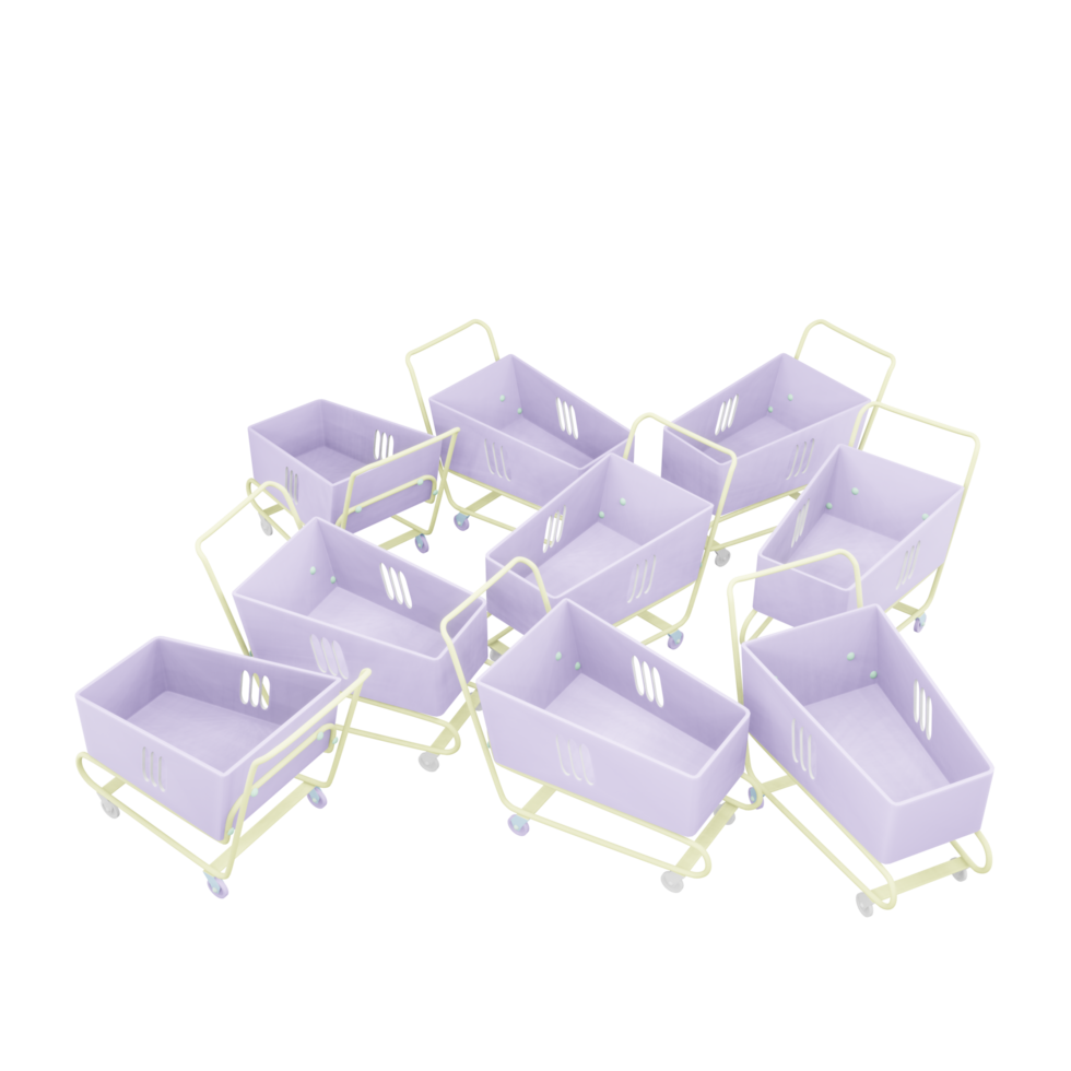 Scattered Trolley on the Floor 3D Render png
