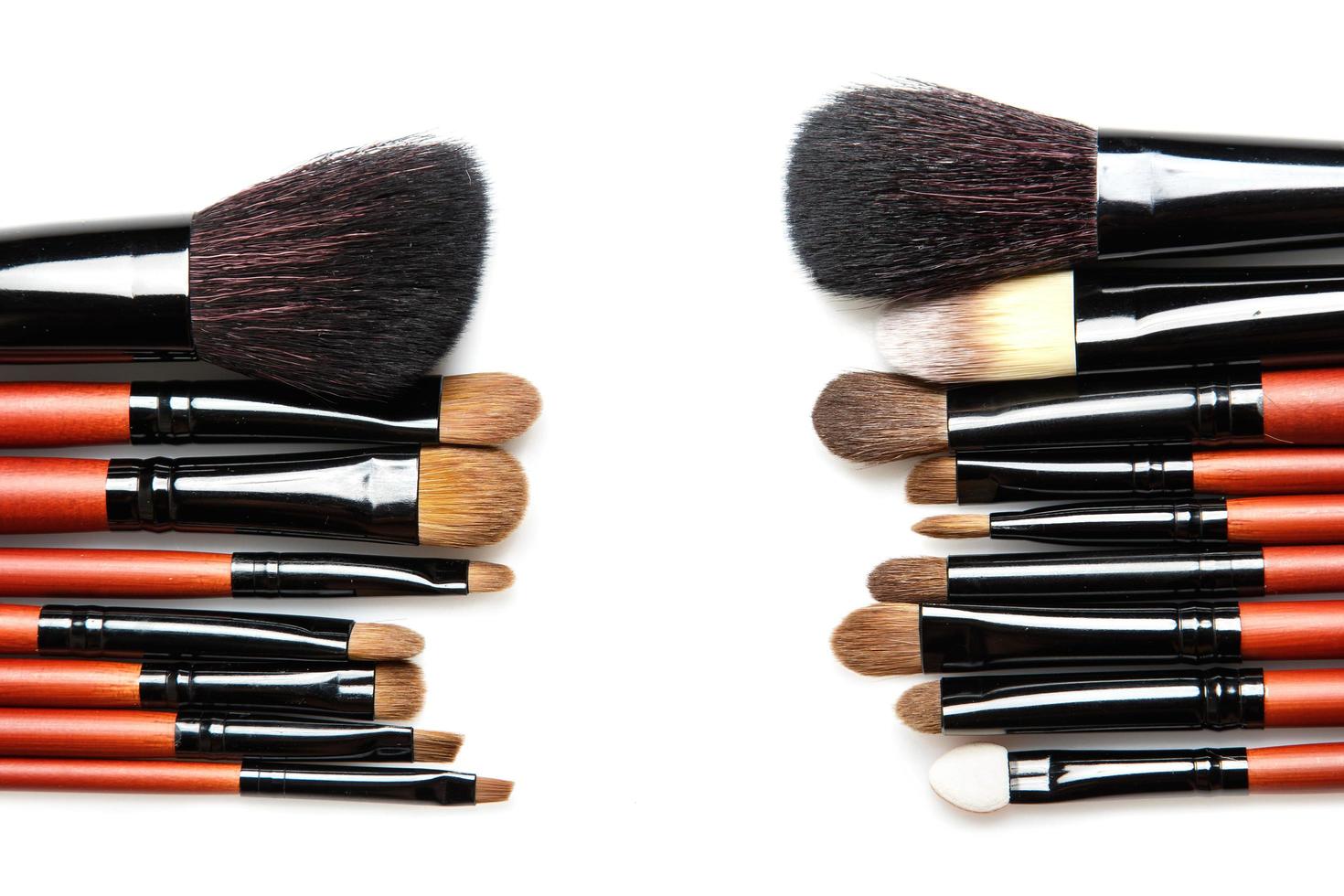 Professional makeup brushes with natural fur photo