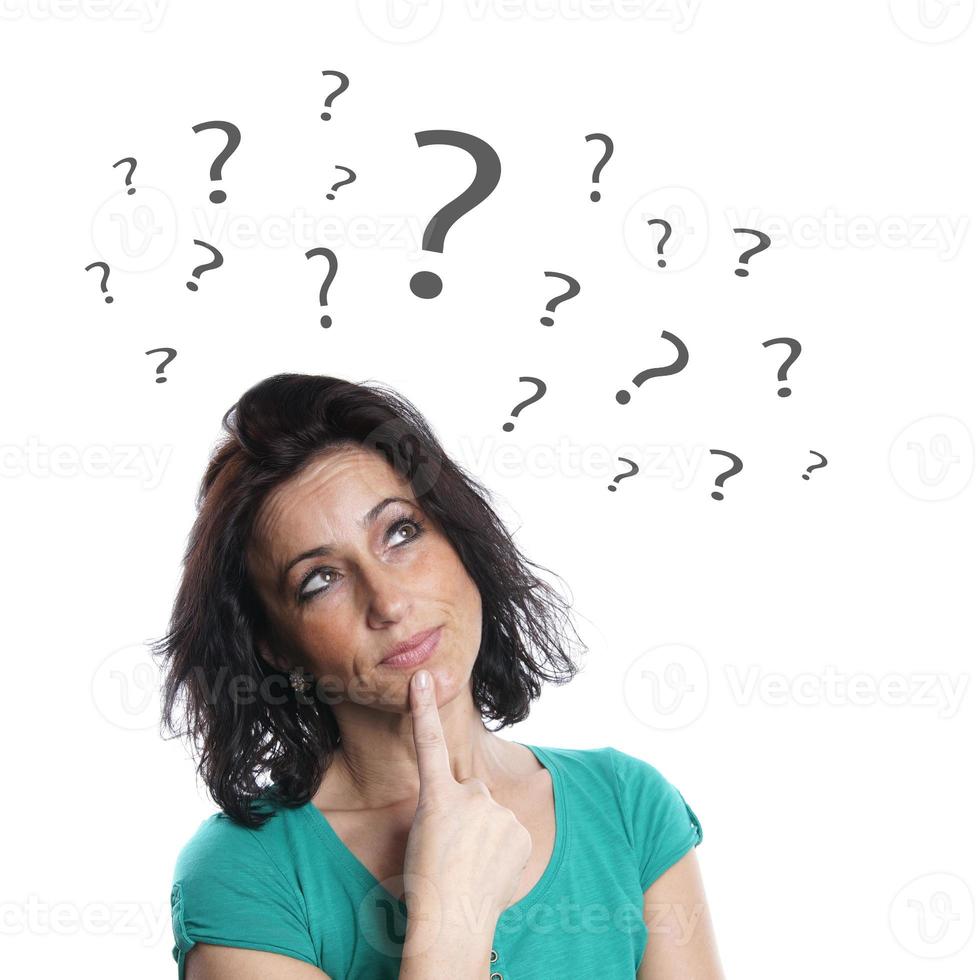 mature woman with question marks photo