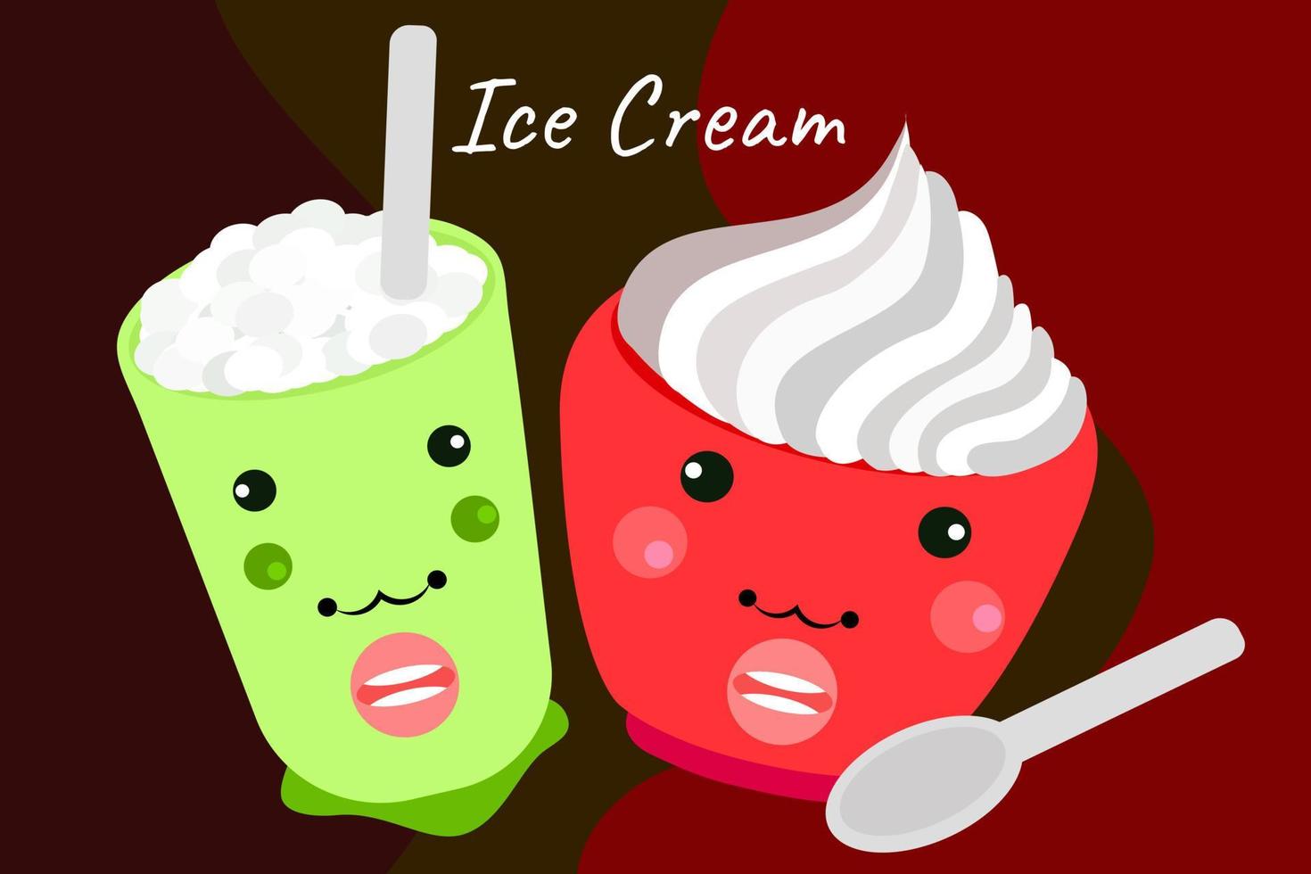 ilustraciones helado en un vaso para vector de postre, batido, dulce, fresco