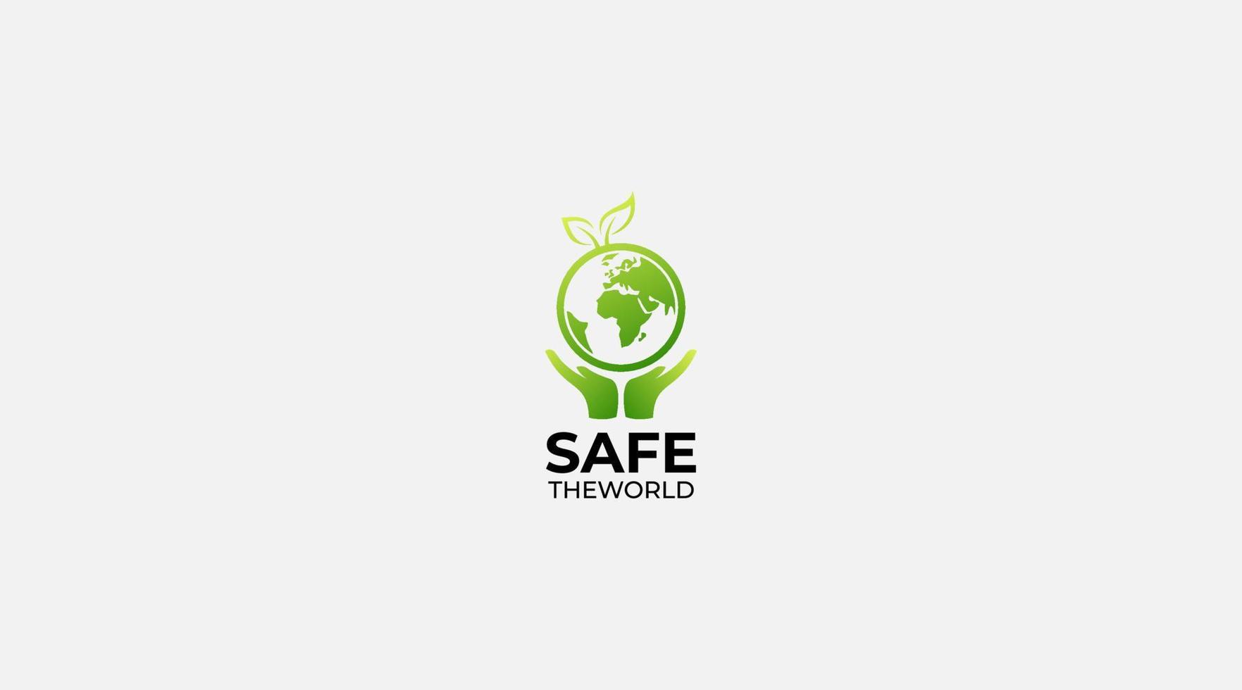 Earth logo design with leaves in a circle. vector