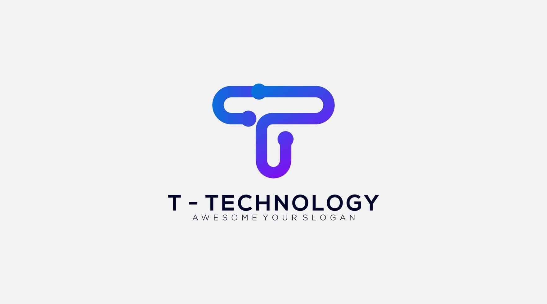 elemento de diseño de logotipo de icono de letra t de tecnología digital de circuito vector