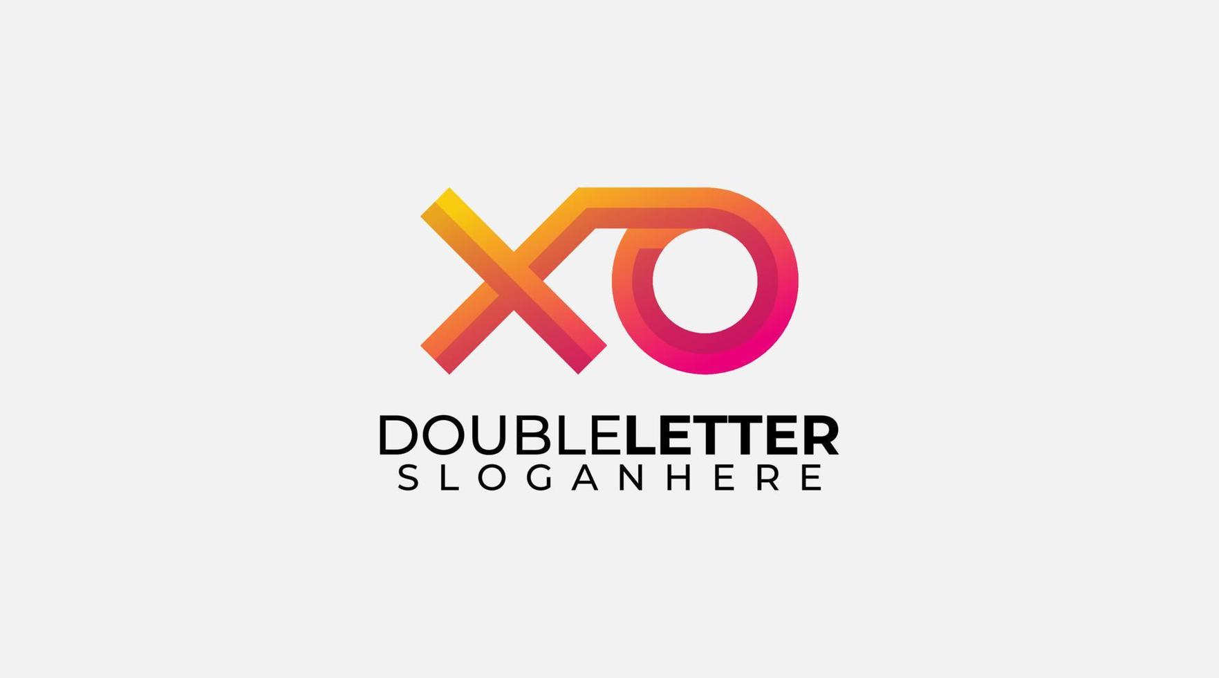 plantilla de vector de diseño de logotipo xo de carta plana moderna