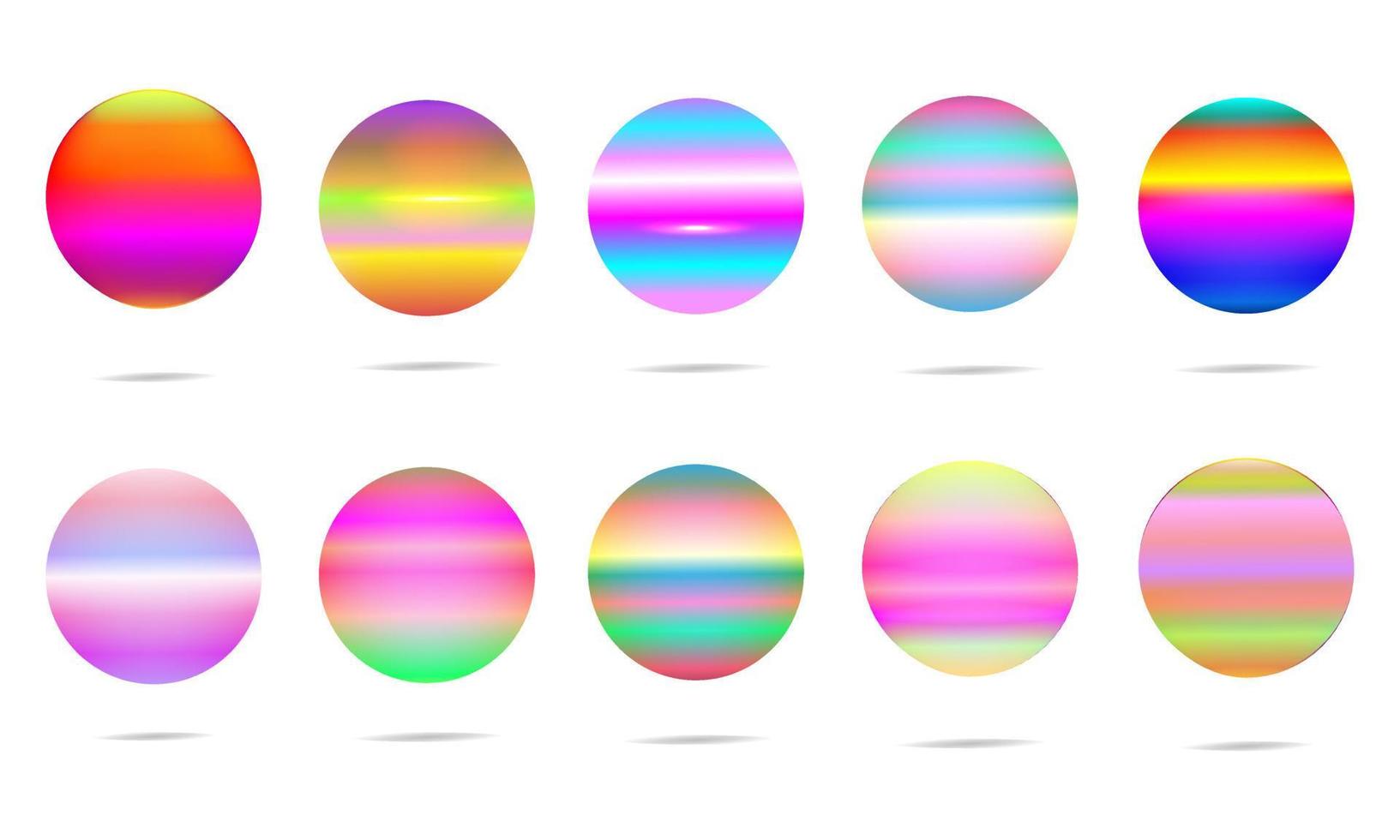 conjunto de burbuja globo pegatina brillante círculo arco iris brillo patrón de fondo abstracto ilustración vectorial vector