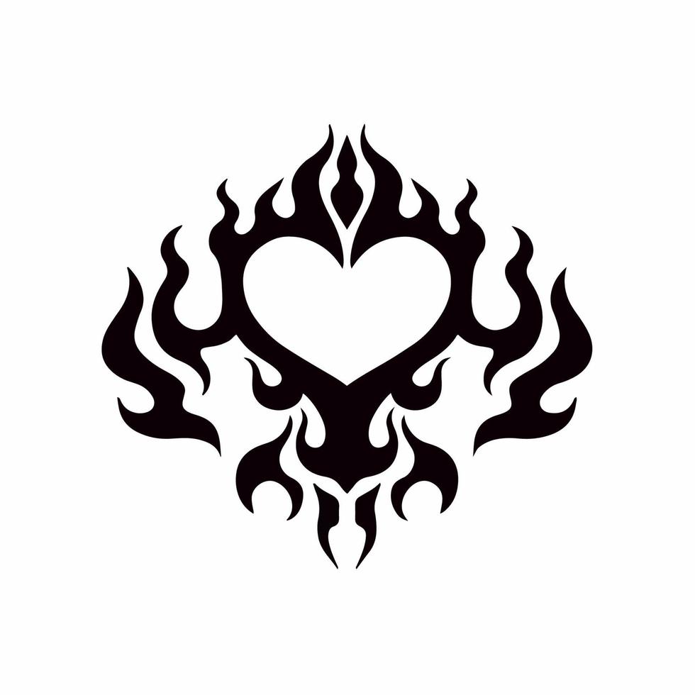 logotipo de símbolo de amor de corazón sobre fondo blanco. concepto de diseño de tatuaje de plantilla tribal. ilustración vectorial plana. vector