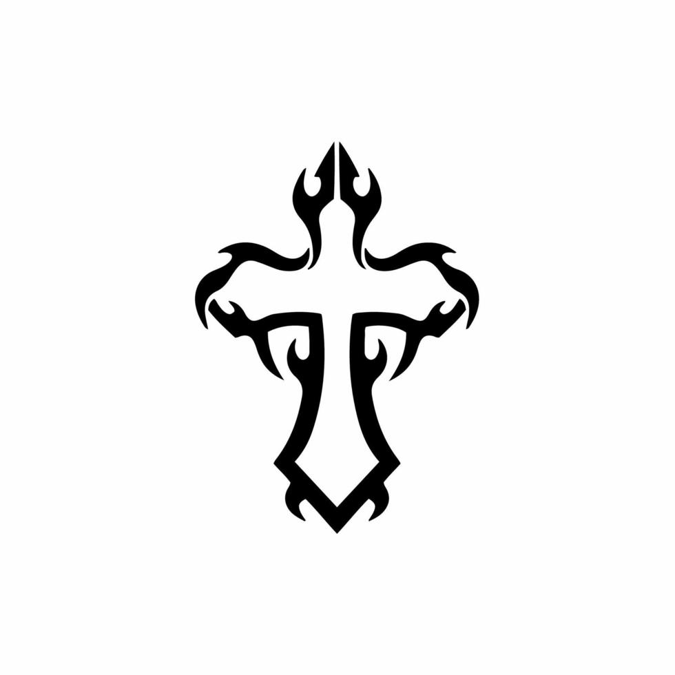 símbolo de la cruz cristiana. diseño de tatuajes tribales. Ilustración de vector de plantilla