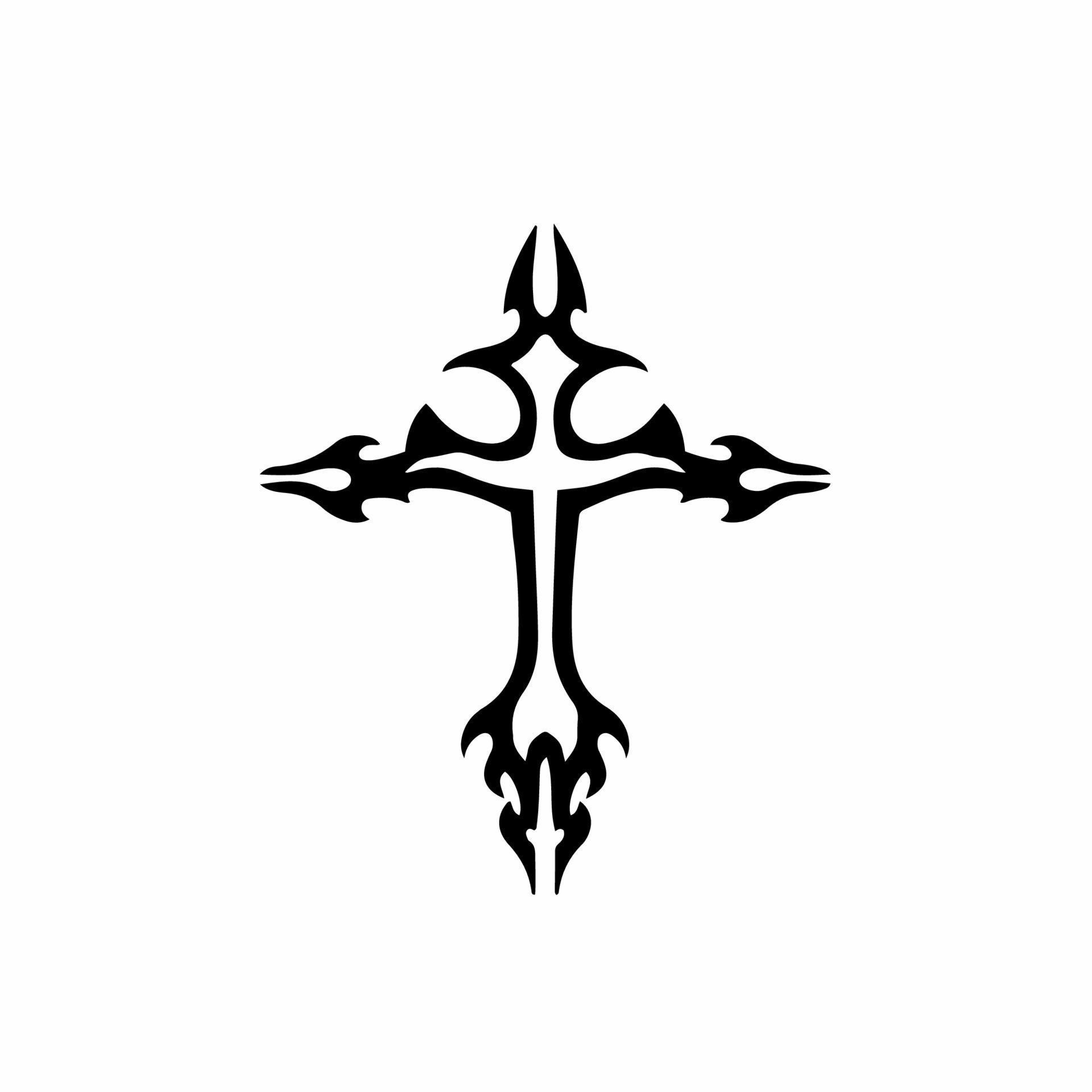 Christian Cross Symbol. Tribal Tattoo Design. Stencil Vector ...