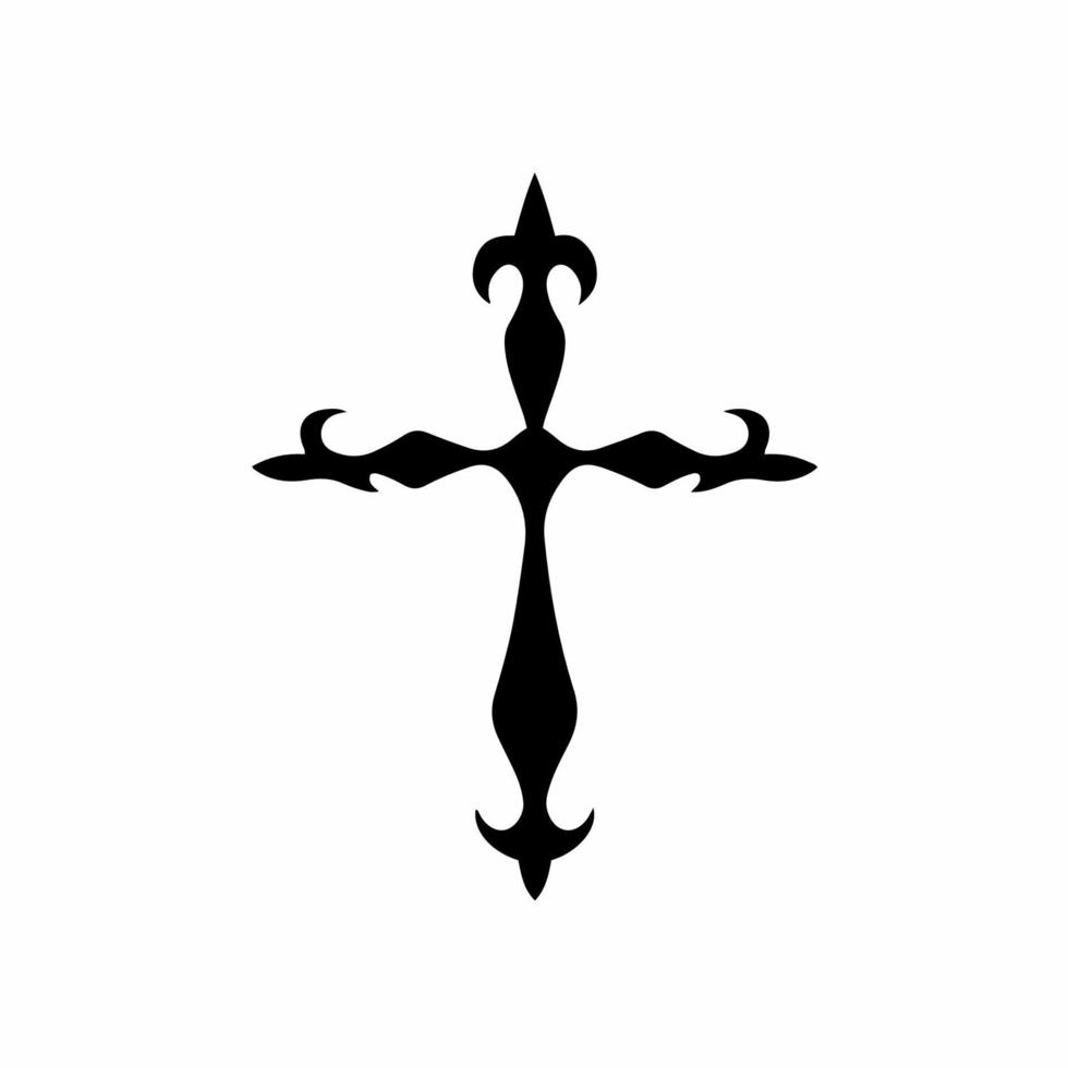 Christian Cross Symbol. Tribal Tattoo Design. Stencil Vector Illustration