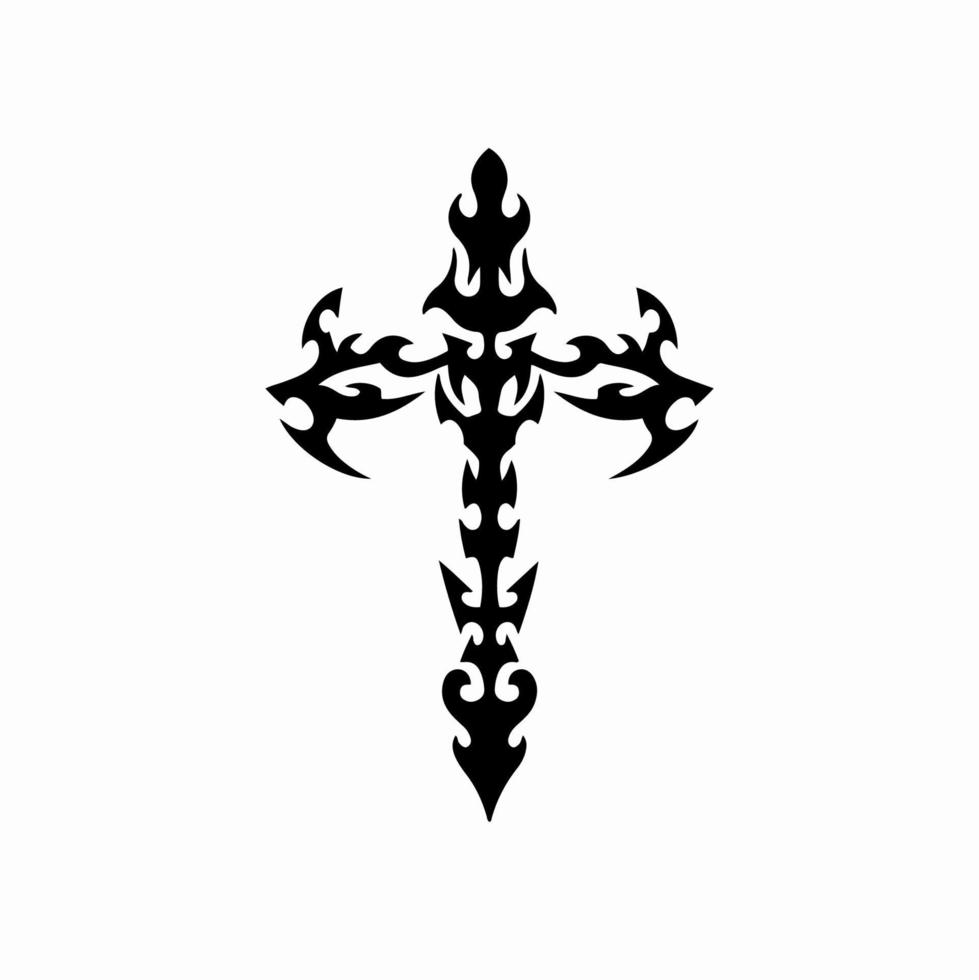 Christian Cross Symbol. Tribal Tattoo Design. Stencil Vector ...