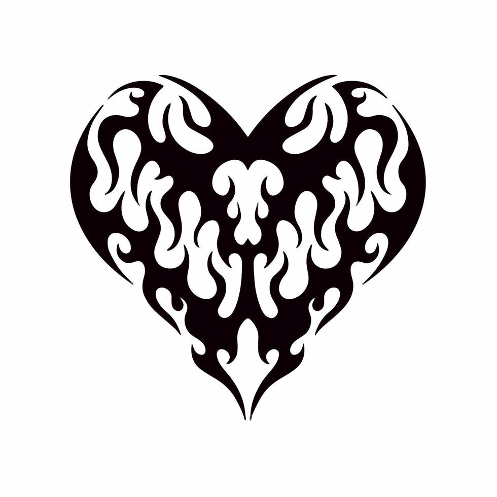 logotipo de símbolo de amor de corazón sobre fondo blanco. concepto de diseño de tatuaje de plantilla tribal. ilustración vectorial plana. vector