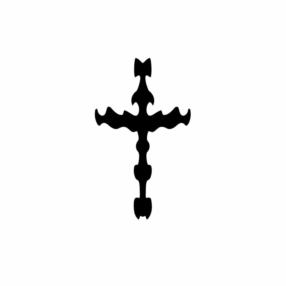 Christian Cross Symbol. Tribal Tattoo Design. Stencil Vector Illustration