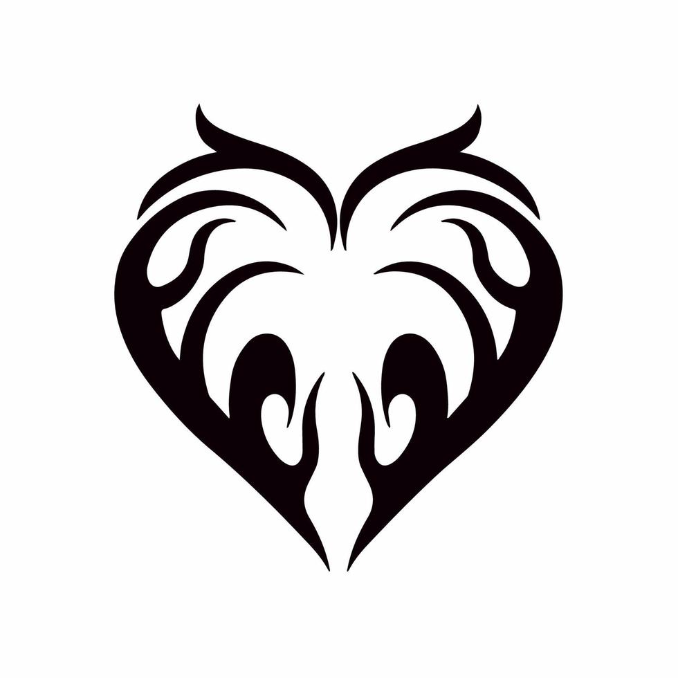 logotipo de símbolo de amor de corazón sobre fondo blanco. concepto de diseño de tatuaje de plantilla tribal. ilustración vectorial plana. vector