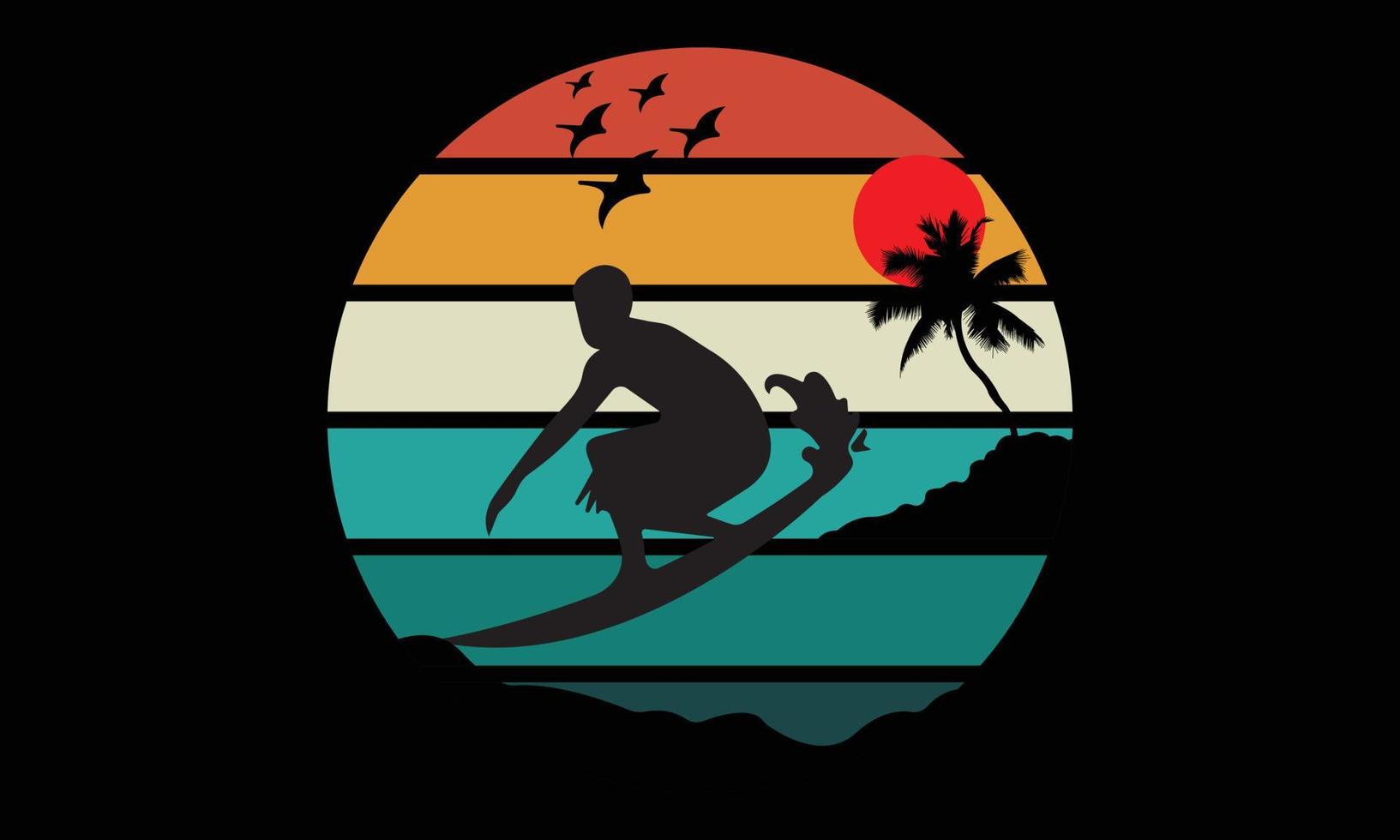 ilustración de diseño de camiseta de surf. vector