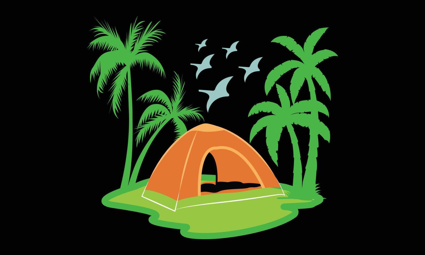 vector de camping y diseño de arte de línea de ilustración.