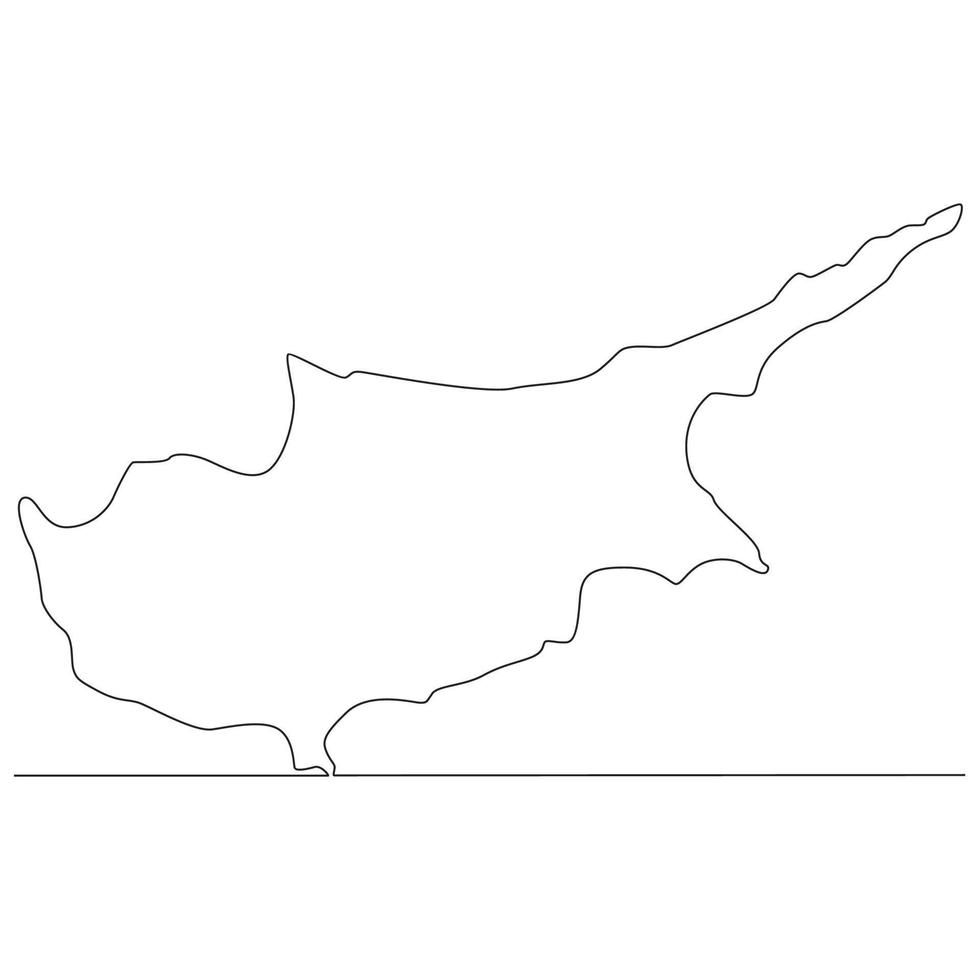 Continuous line drawing of map Cyprus vector line art illustration
