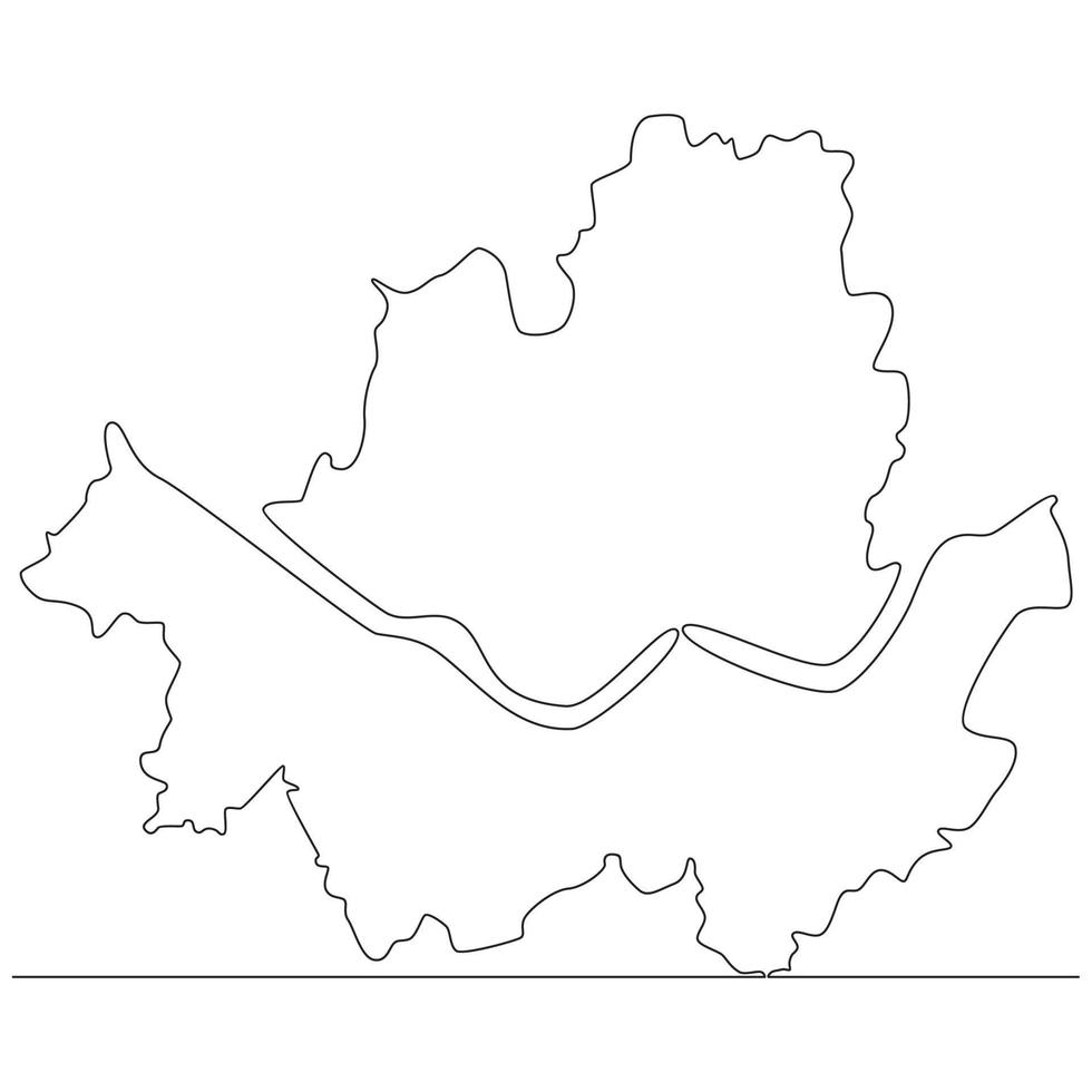 Continuous line drawing of map Seoul South Korea vector line art illustration