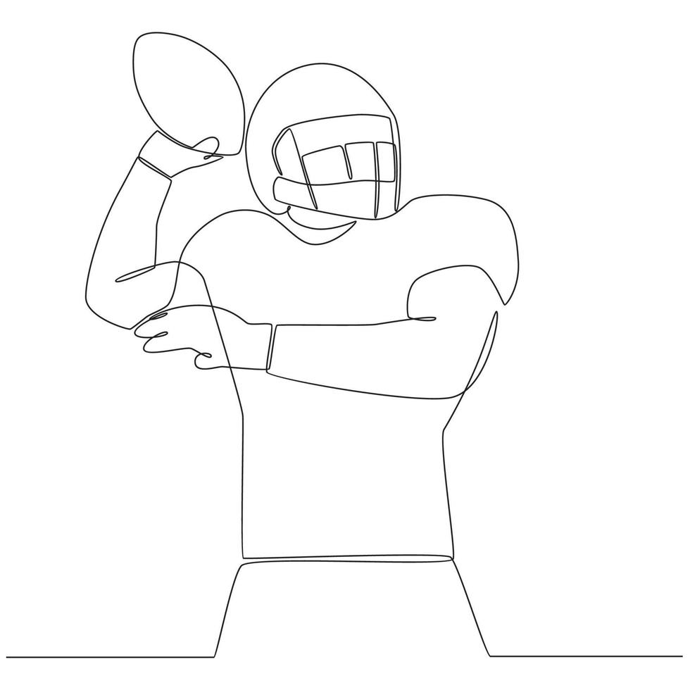 American Football player continuous line drawing vector line art