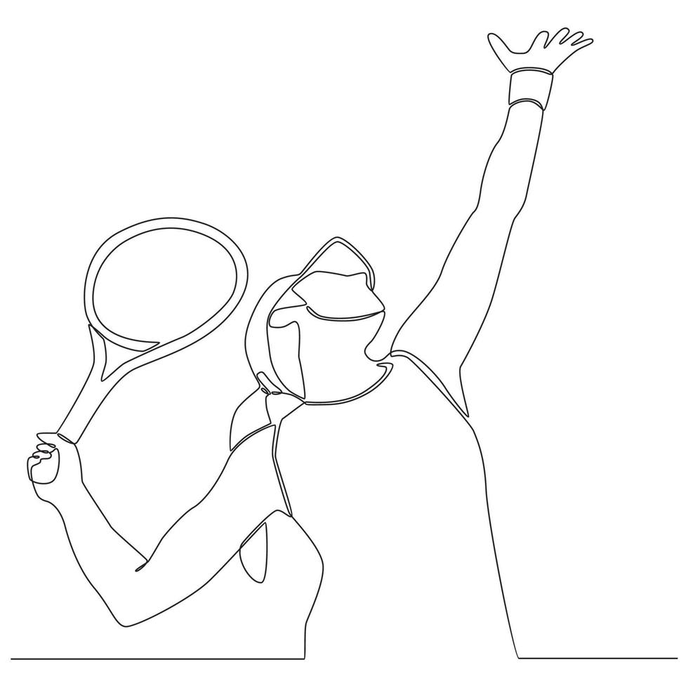 Tennis player continuous line drawing vector line art Illustration