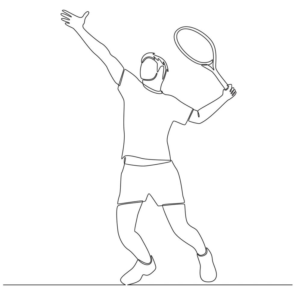 Tennis player continuous line drawing vector line art Illustration