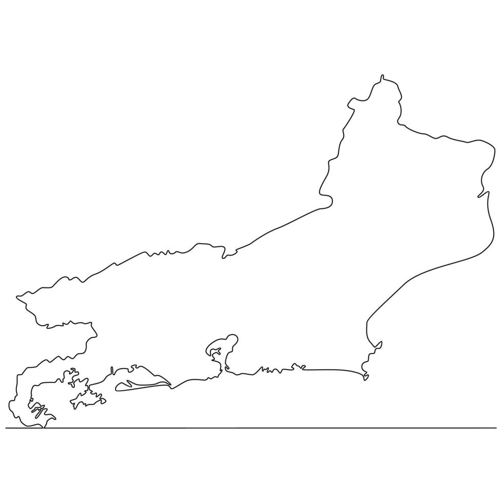 Continuous line drawing of map Rio De Janeiro Brazil vector line art illustration