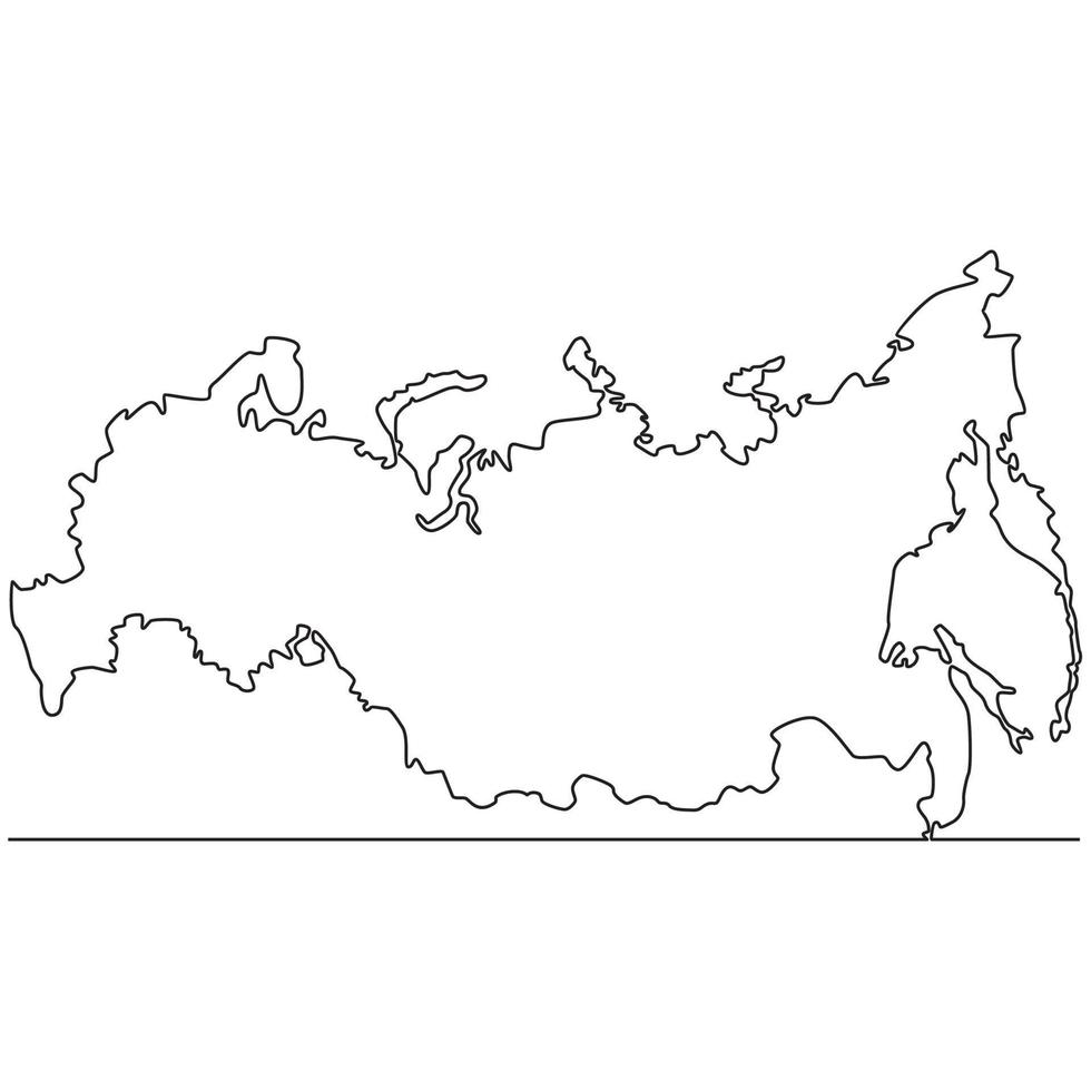 Continuous line drawing of map Russia vector line art illustration