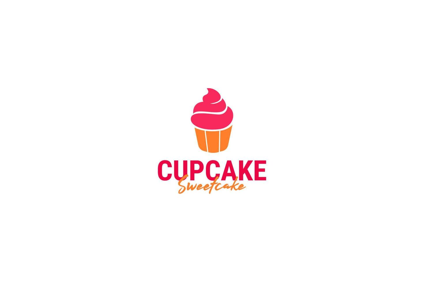 Flat cupcake logo design vector illustration idea