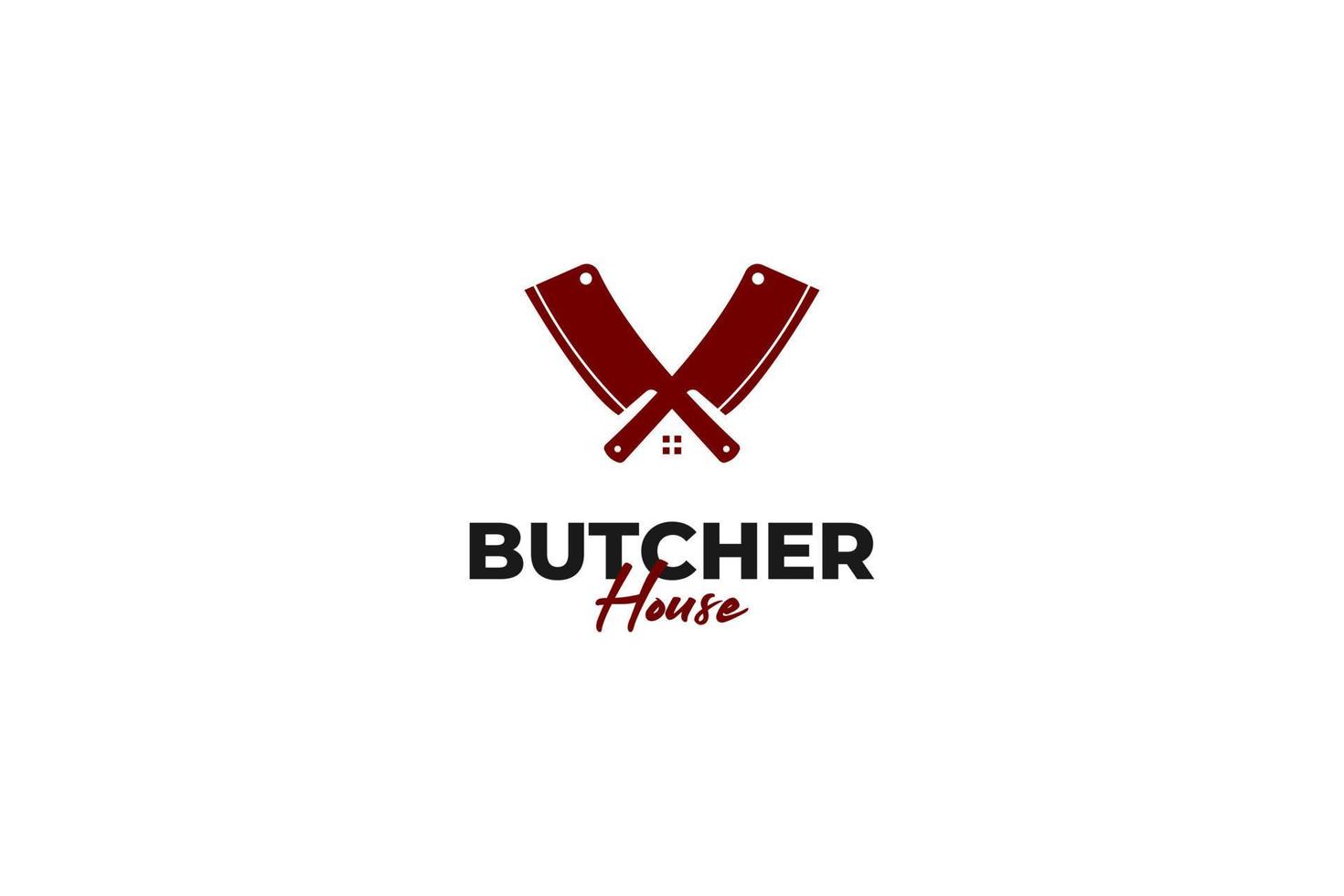 Butcher house logo design vector illustration idea